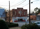 Knox Theater, old garage and housetops visible on right : Theater, location, art deco, 1930, warrenton, warren county, ga, georgia